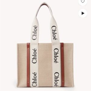 Beige and Brown Canvas Tote Bag